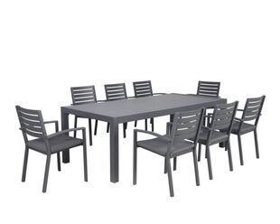Boston-Jette 9 Piece Slatted Dining - Gunmetal Grey