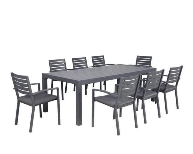 Boston-Jette 9 Piece Slatted Dining - Gunmetal Grey, Gunmetal Grey, hi-res image number null