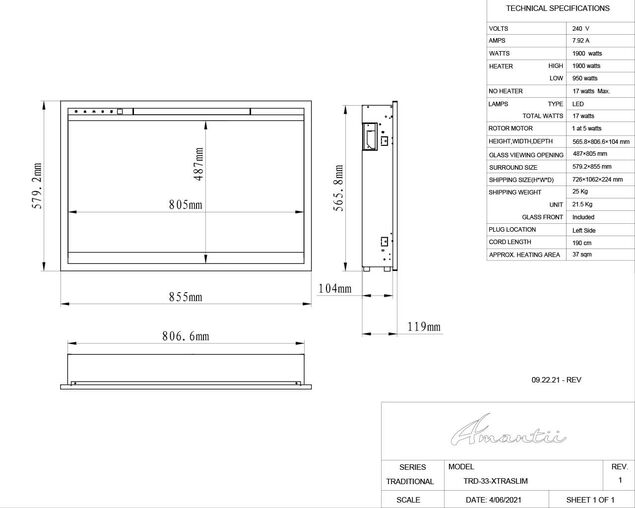 Amantii 33" Extra Slim Featuring a 4" Depth-WiFi-3 Speed Motor-Programable Remote, , hi-res