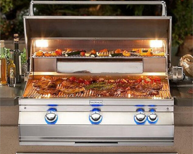 Fire Magic Grills Aurora  A790i 3 Burner Built-In BBQ (H Shaped Burners) with Analog Thermometer, Backburner & Rotisserie Kit, , hi-res