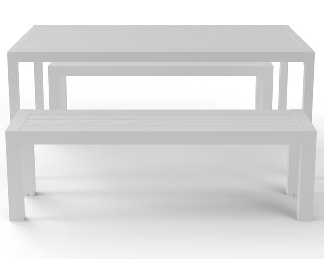 Jette 3 Piece Bench Setting - White, White, hi-res
