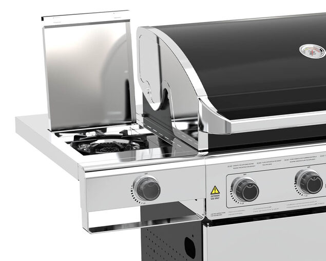 Beefmaster Classic 4 Burner BBQ on Deluxe Cart with Cast Iron Side Burner, , hi-res