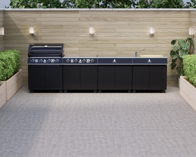 Beefmaster Premium 4 Burner Outdoor Kitchen with Range, Sink & Bench on Classic Carts, , hi-res image number null