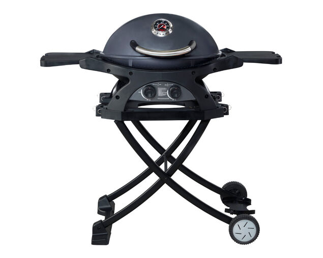 Ziggy Classic Twin Grill LPG BBQ on Folding Cart (Grey), Gunmetal Grey, hi-res image number null