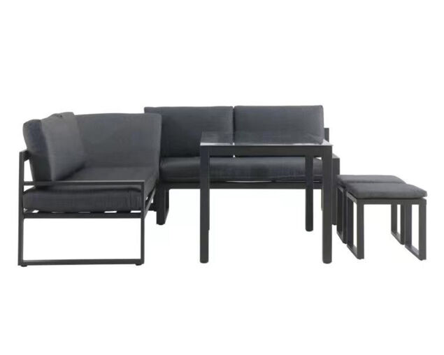 Patmos 5 Piece Low Dining Setting - Gunmetal Grey, Gunmetal Grey, hi-res