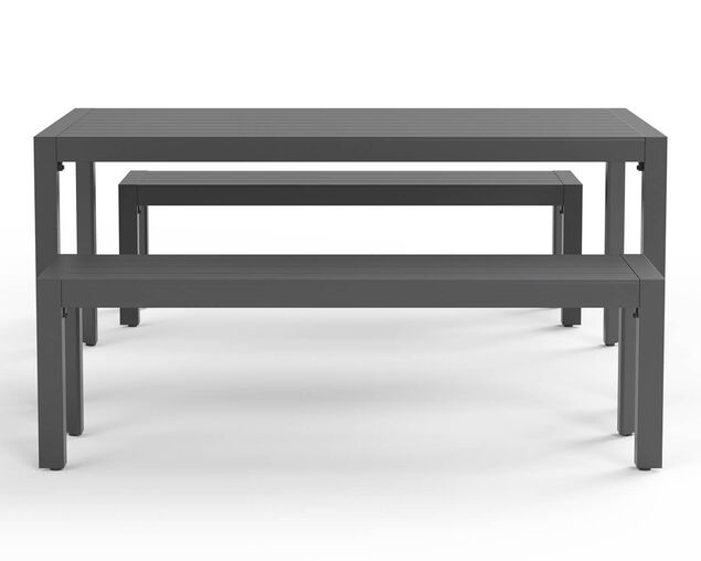 Jette 6 Seater Dining Bench Bundle - Gunmetal Grey, Gunmetal Grey, hi-res