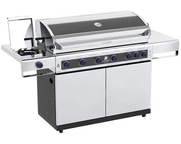 Deluxe Beefmaster 6 Burner BBQ on Deluxe Cart with Cast Iron Side Burner, , hi-res image number null