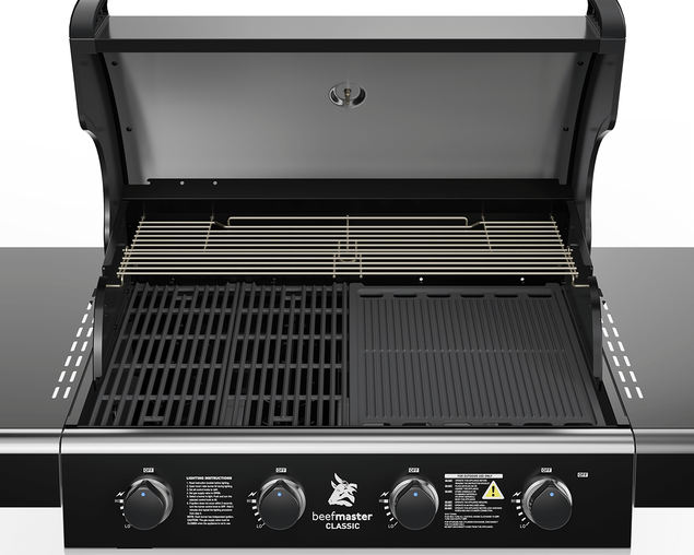 Beefmaster Classic T-Series 4 Burner BBQ On Classic Cart With Folding Shelves, , hi-res