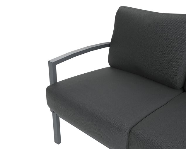 Jette 5 Piece Outdoor Low Dining Setting with 1 Two-Seat Lounge, 2 Single-Seat Lounges, 1 Table and 1 Bench - Gunmetal Grey, , hi-res
