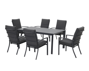 Jette 6 Seater Dining Bundle - Gunmetal Grey