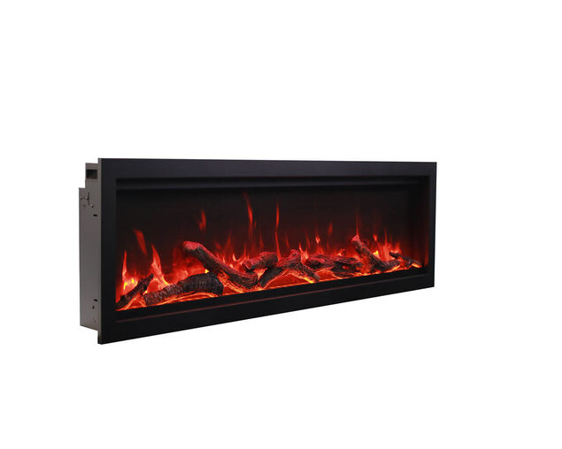 Amantii Smart 60" Clean face Electric Built-in with log and glass, black steel surround, , hi-res