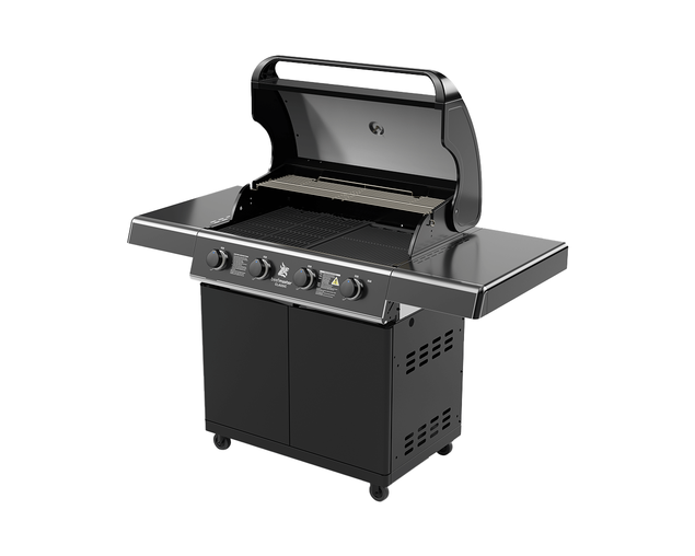 Beefmaster Classic T-Series 4 Burner BBQ On Classic Cart With Folding Shelves, , hi-res