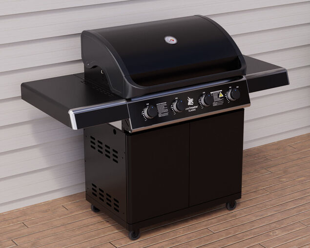 Beefmaster Classic T-Series 4 Burner BBQ On Classic Cart With Folding Shelves, , hi-res
