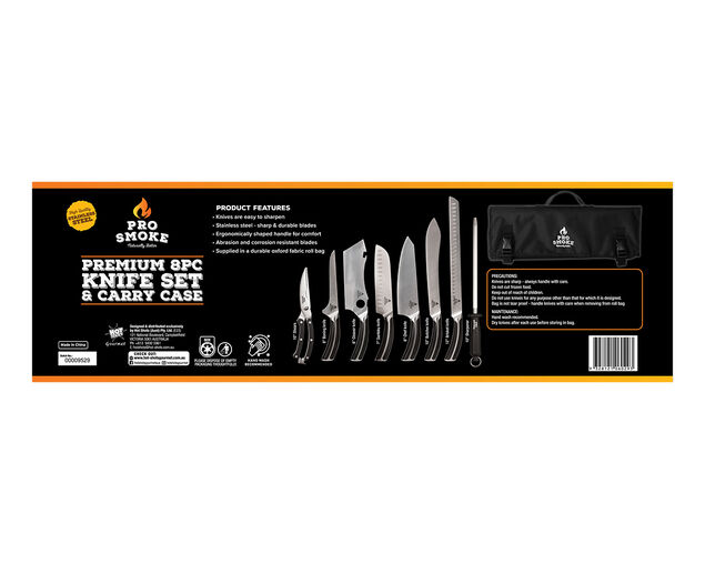 Pro Smoke 8 Piece Knife Set & Carry Case, , hi-res