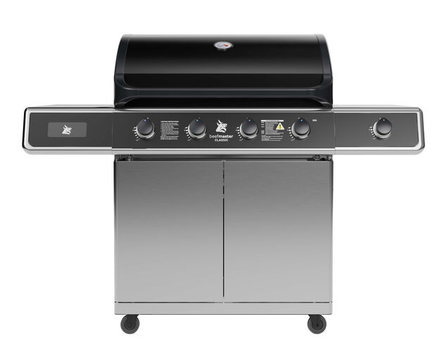 Beefmaster Classic 4 Burner On Deluxe Cart With Cast Iron Side Burner, , hi-res image number null