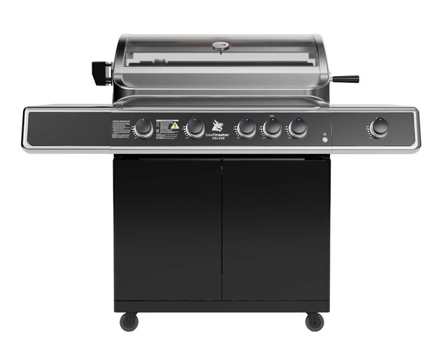 Beefmaster Deluxe T-Series 4 Burner BBQ on Classic Cart with Stainless Steel Side Burner, , hi-res image number null