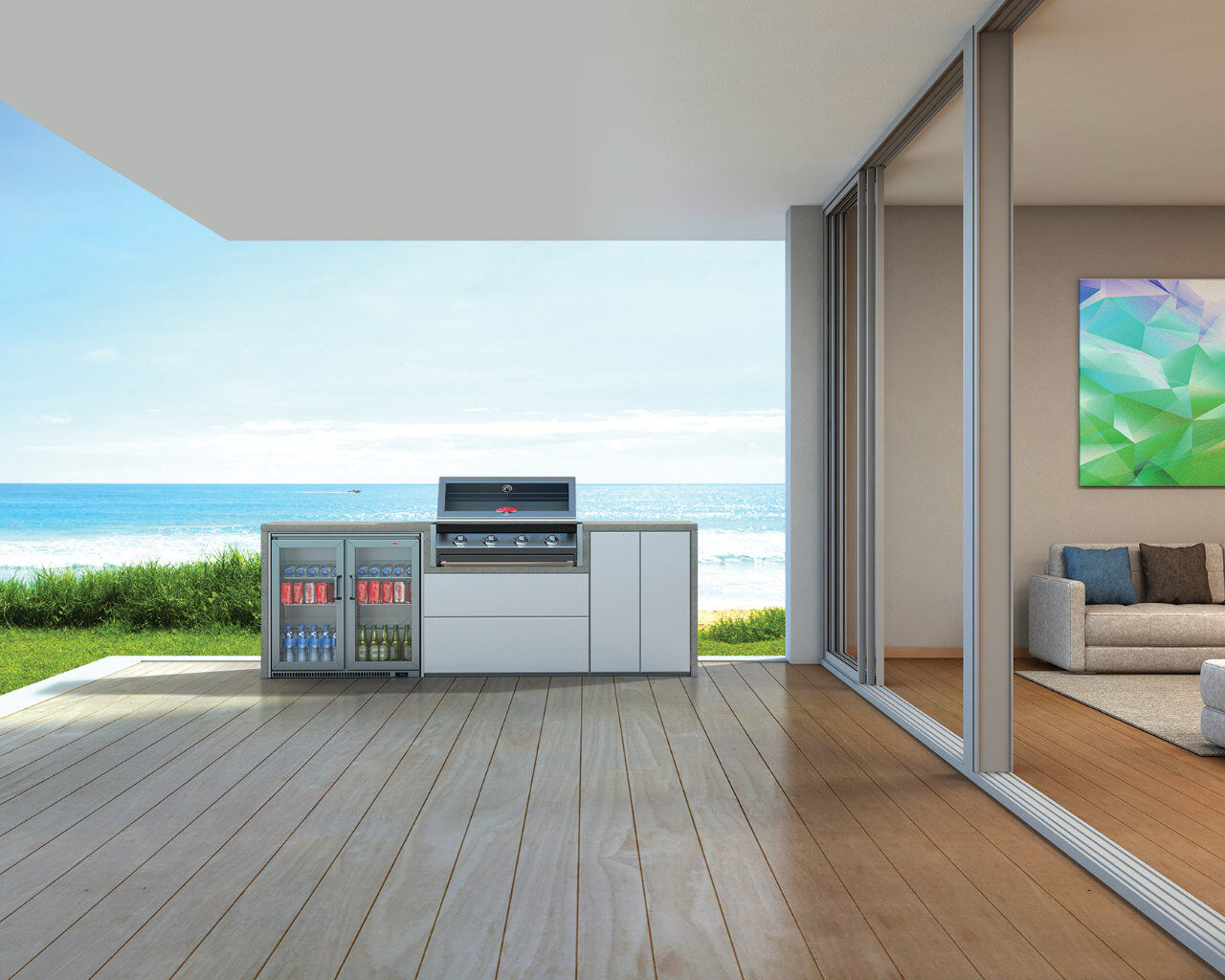 Buy BeefEater Signature Outdoor Kitchen 2.6 Metres BBQ and Fridge Sold Separately at Barbeques Galore