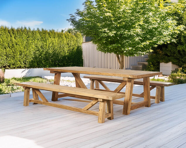 New Holland 3 Piece Teak Bench Setting, , hi-res