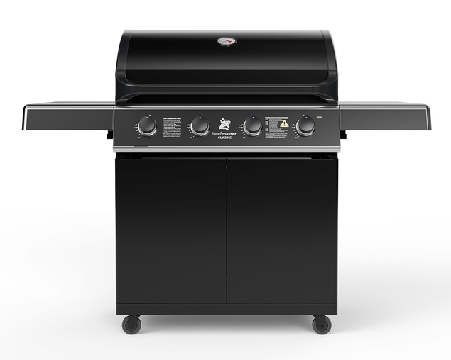 Beefmaster Classic T-Series 4 Burner BBQ On Classic Cart With Folding Shelves, , hi-res