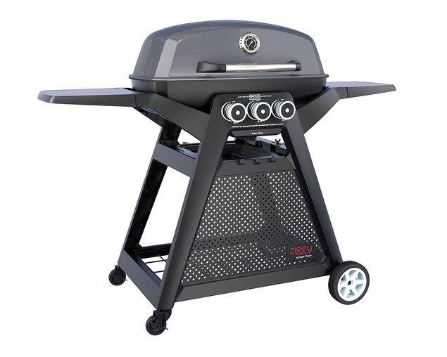 Ziggy Elite Triple Grill NG BBQ on Cart (Gunmetal Grey), , hi-res