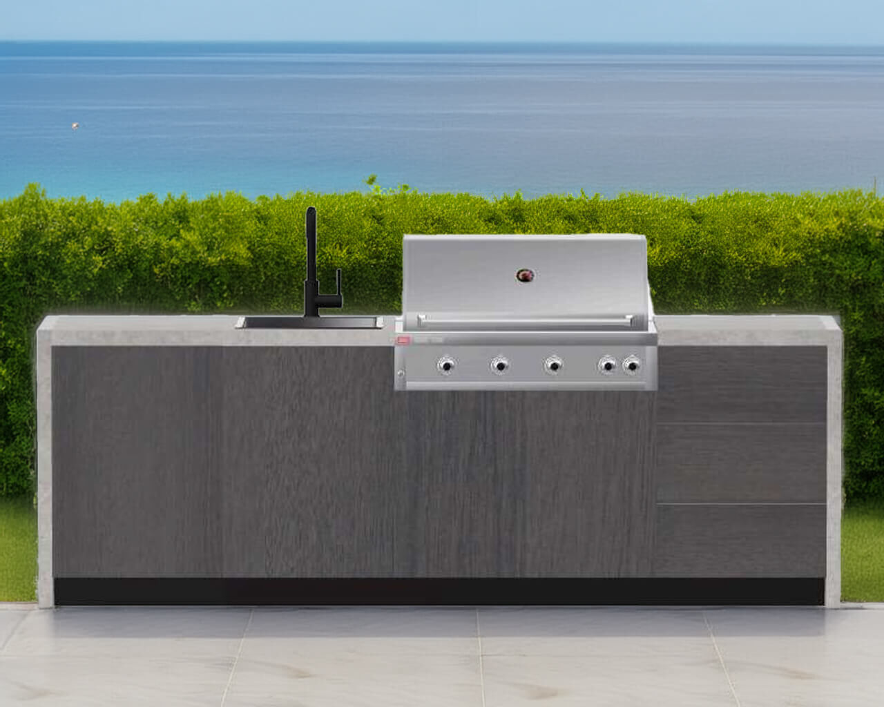 Buy Alfresco Kitchen Co with Ziegler and Brown Grand Turbo 4 Burner Built In BBQ Single Drawer Module Single Sink And Single Storage Module at Barbeques Galore