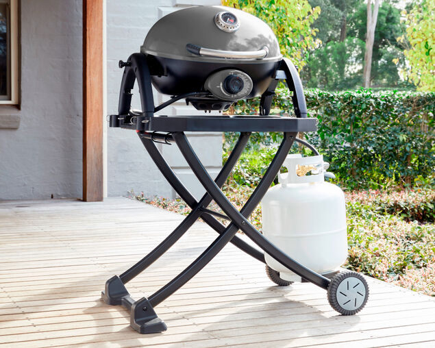 Ziggy Classic Single Burner Portable Grill LPG BBQ Plus Folding Cart Bundle - Gunmetal Grey, Gunmetal Grey, hi-res