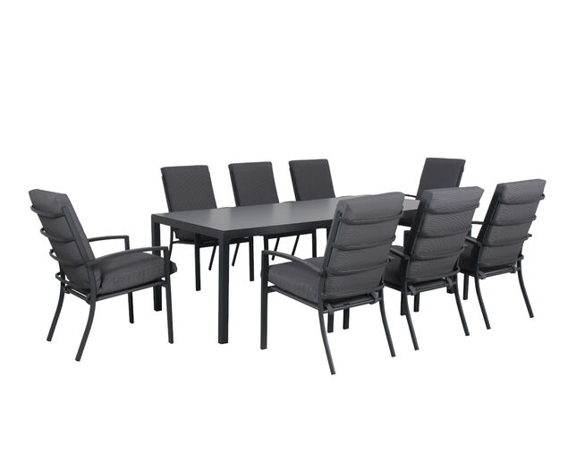 Jette-Boston Highback 9 Piece Dining (Gunmetal Grey), Gunmetal Grey, hi-res image number null