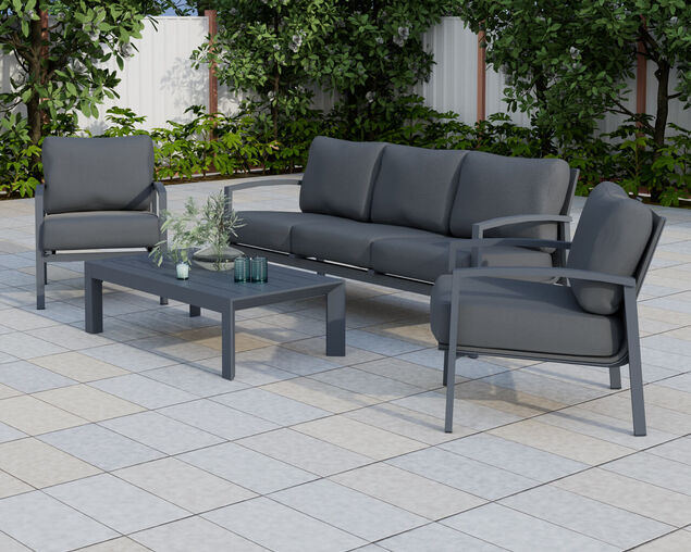 Jette 5 Seater Lounge Setting Bundle - Gunmetal Grey, Gunmetal Grey, hi-res