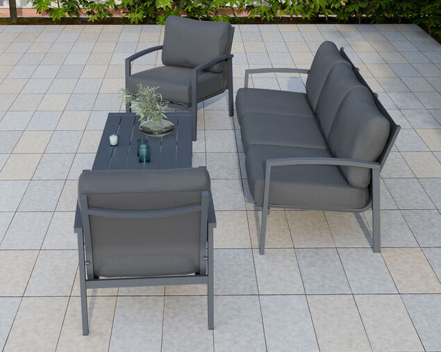 Jette 5 Seater Lounge Setting Bundle - Gunmetal Grey, Gunmetal Grey, hi-res
