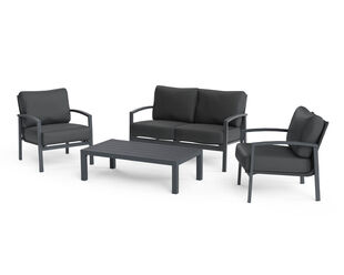 Jette 4 Piece Outdoor Lounge Setting with 1 Two-Seat Lounge, 2 Single-Seat Lounges, and 1 Coffee Table