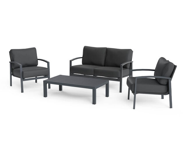 Jette 4 Piece Outdoor Lounge Setting with 1 Two-Seat Lounge, 2 Single-Seat Lounges, and 1 Coffee Table, , hi-res image number null
