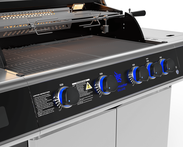 Deluxe Beefmaster T-Series 4 Burner BBQ on Deluxe Cart with Cast Iron Side Burner, , hi-res