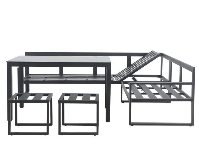 Patmos 5 Piece Low Dining Setting - Gunmetal Grey, Gunmetal Grey, hi-res