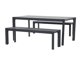 Jette 6 Seater Dining Bench Setting Bundle - Gunmetal Grey