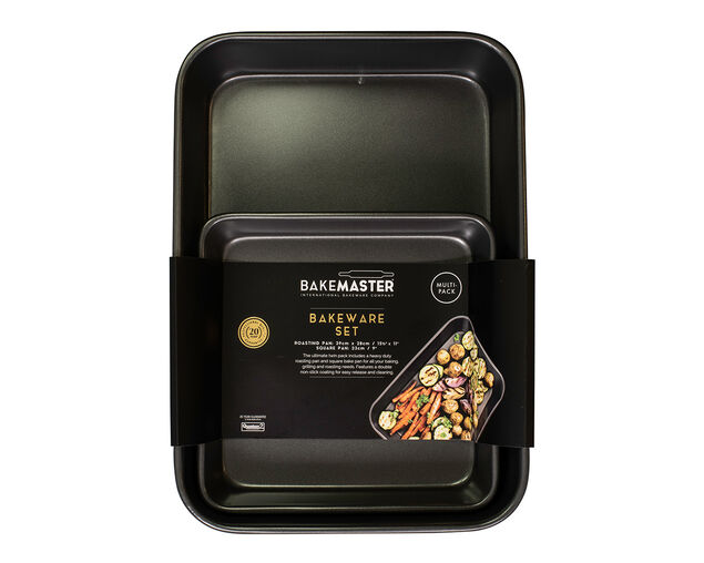 Bakemaster Bakeware Twin Pack (Roasting Pan/Square Bake Pan), , hi-res