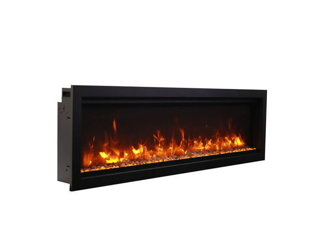 Amantii Smart 42" Clean face Electric Built-in with log and glass, black steel surround, , hi-res