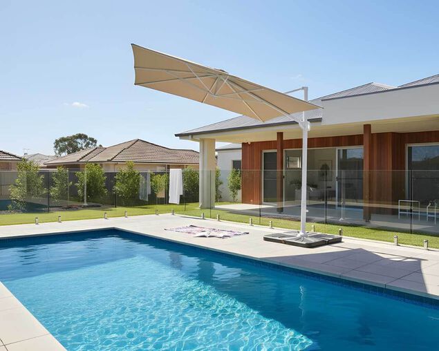 Kingston 2.5M Square Cantilever Umbrella - White, White, hi-res image number null