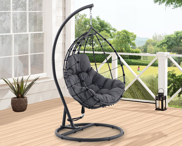Evolve Hanging Egg Chair - Grey, Grey, hi-res