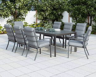 Jette 8 Seater Dining Setting Bundle - Gunmetal Grey