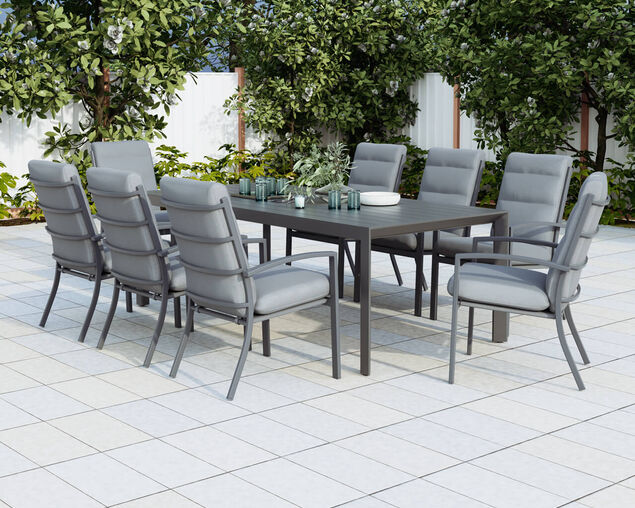 Jette 8 Seater Dining Setting Bundle - Gunmetal Grey, Gunmetal Grey, hi-res image number null