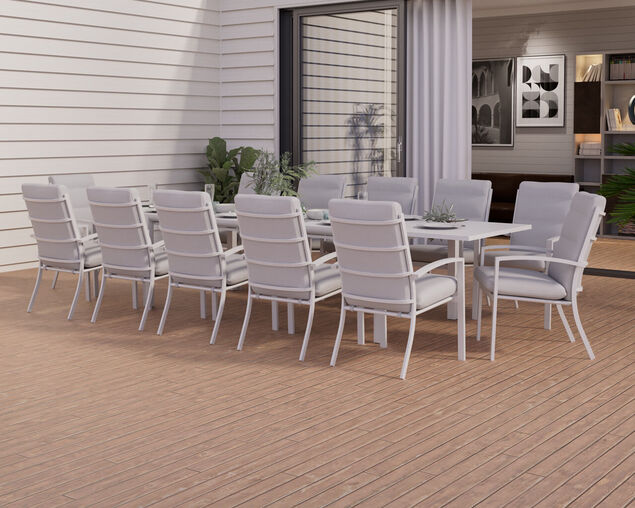 Jette 12 Seater Extension Dining Setting Bundle - Bone, Bone, hi-res