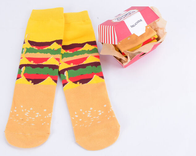 Novelty Burger Socks Box - 1 Pair, , hi-res