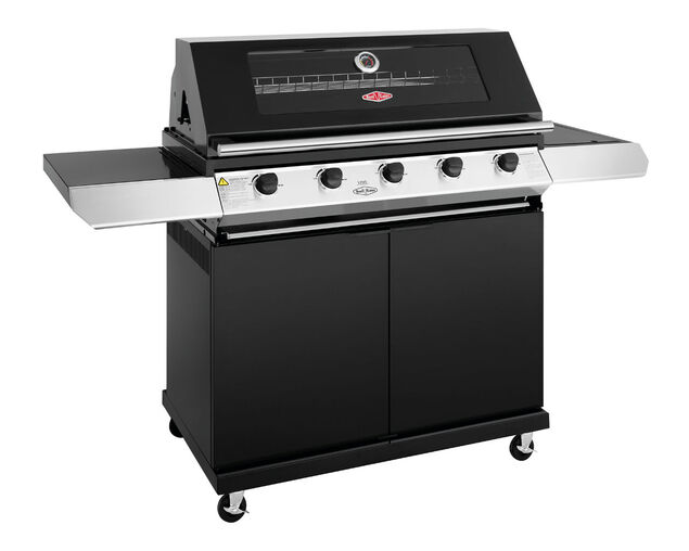 BeefEater 1200 Series - 5 Burner Black Enamel BBQ With Side Burner, , hi-res