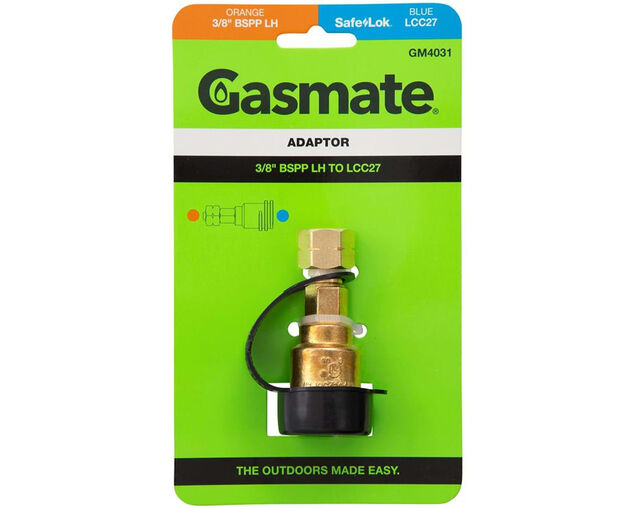 Gasmate Adaptor - 3/8" BSPP LH TO LCC27, , hi-res
