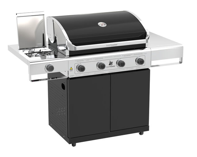 Beefmaster Classic 4 Burner BBQ on Classic Cart with Stainless Steel Side Burner, , hi-res image number null