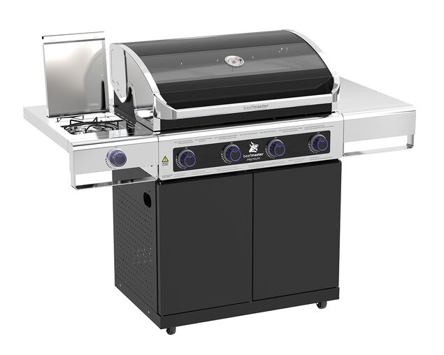 Premium Beefmaster 4 Burner BBQ on Classic Cart with Stainless Steel Side Burner, , hi-res image number null