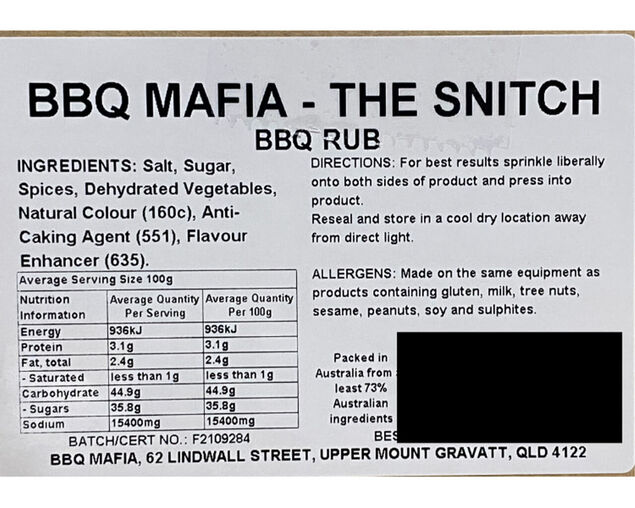 Barbecue Mafia The Snitch BBQ Rub 270g Shaker, , hi-res