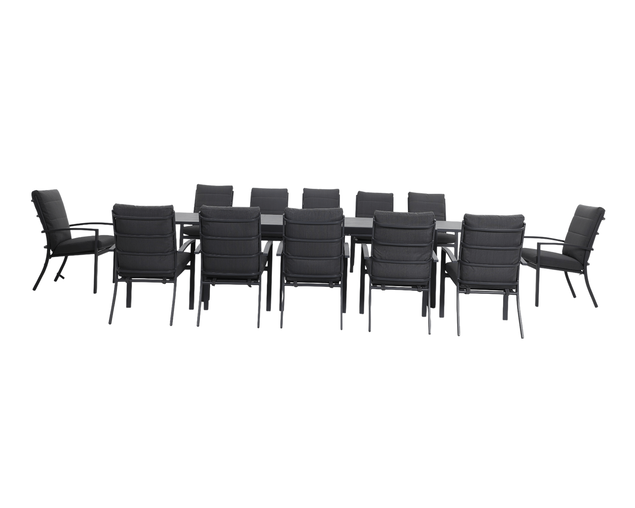 Jette 12 Seater Extension Dining Setting Bundle - Gunmetal Grey, Gunmetal Grey, hi-res