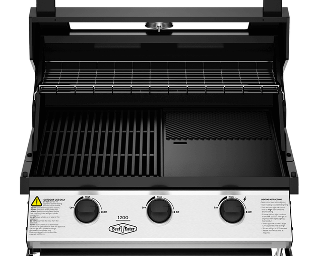 BeefEater 1200 Series 3 Burner Built In BBQ - Black Enamel, Enamel Black, hi-res