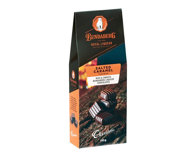 Chocolatier Salted Caramel Bundaberg Dark Liqueur Chocolates 110G, , hi-res image number null